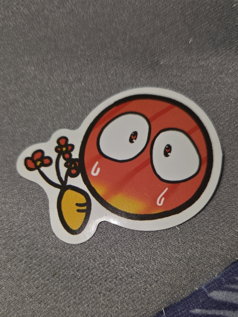 Red-orange Cute Cartoon Face Sticker